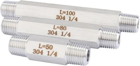 3000 رطل لكل بوصة مربعة 1/8 بوصة 1/4 بوصة 3/8 بوصة 1/2 بوصة BSPT 1/4 بوصة NPT ذكر x25-100 مم 304 حلمة سداسية من الفولاذ المقاوم للصدأ موصل طويل لتركيب الأنابيب (BSPT 3l8 L 100 مم) تركيبات السباكة in Kuwait
