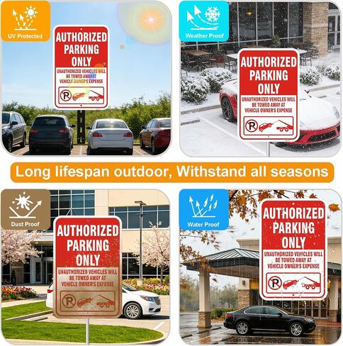 2 Pack Authorized Parking Only Signs,18x12 Inch Unauthorized Vehicles Will Be Towed Warning Sign, Rust-Free Reflective Aluminum, Weatherproof UV Protected for Parking Lots & Designated Areas in Kuwait