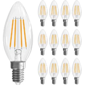 GvvooHome E12 مصابيح الشمعدانات، 6W LED، 60 وات مكافئة E12 LED لمبة 2700K أبيض دافئ، E12 Base B10 شكل لمبة ضوء شمعة للثريا، 90+CRI، 600LM، زجاج شفاف، 6 عبوات in Kuwait