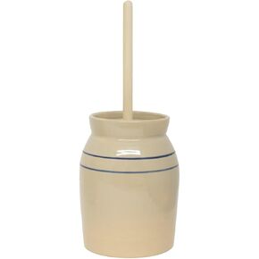 Butter Churn - Hand-Turned Stoneware Dasher-Style Churn, Natural Stone Color with Blue Stripes, 3 Gallon in Kuwait