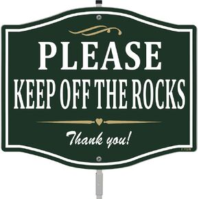 Please Keep Off The Rocks Aluminum Yard Sign 12" x 10" With 28" Long Metal Stake With Stand Outdoor Use Business in Saudi Arabia