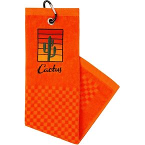 Funny Cactus Golf Towel - Orange Cotton Waffle Tri-fold Club Cleaner with Clip - 21x17.7 inches in Saudi Arabia