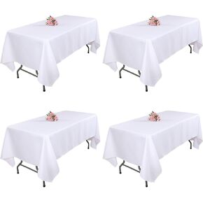 Kesfey 6 Packs White Table Cloths Rectangle 60 x102 inch High Density Washable Polyester Fabric White Tablecloths for 6 Foot Tables Rectangle Wrinkle Resistant Tablecloth for Parties Wedding Banquet in Kuwait