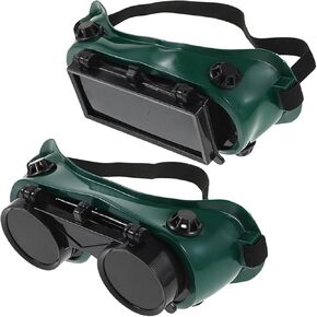 2Pcs Welding Goggles Flip-Up Safety Glasses,Adjustable Fit Green Plastic Frame for Welding & Cutting Torch in Saudi Arabia