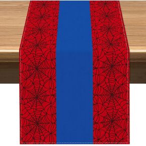 Vohado Halloween Red Spider Web Table Runner Super Hero Boys Baby Shower Birthday Party Decoration Dining Room Home Kitchen Island Decor (13" x 72", Pattern-2) in Saudi Arabia