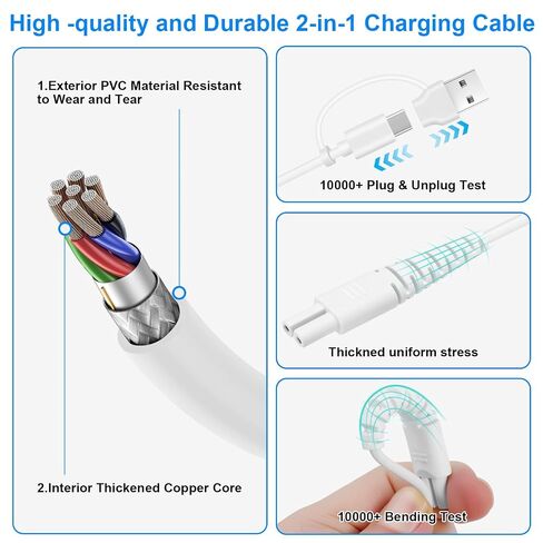 شاحن EGK 2 في 1 USB C/A لتنظيف الأسنان بالماء: من أجل COSLUS، Aquasonic، Nicwell، Oralfree، Nicefeel، MOSPRO، Hangsun، Tovendor، McNaval، Initio، McNaval، Zerhunt وCremax Oral Irrigator، 1M (3.3FT) in Kuwait