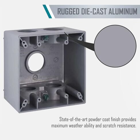 BELL 5388-0 2-Gang Weatherproof Deep Box with Five 3/4-in. Threaded Outlets (Gray), Weatherproof Box for Outdoor Branch Circuit Wiring, Outdoor Junction Box for Outlet, Switch, or GFCI in Kuwait