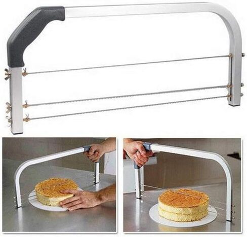 Bibabala Cake Leveler,304 Stainless Steel 3 Blades Adjustable Layer Cake Cutter,DIY Cake Slicer Kitchen Baking Tools Accessories,Household Cake Tools Baking and Pastry Tools,for Cake Making(Silver) in Kuwait