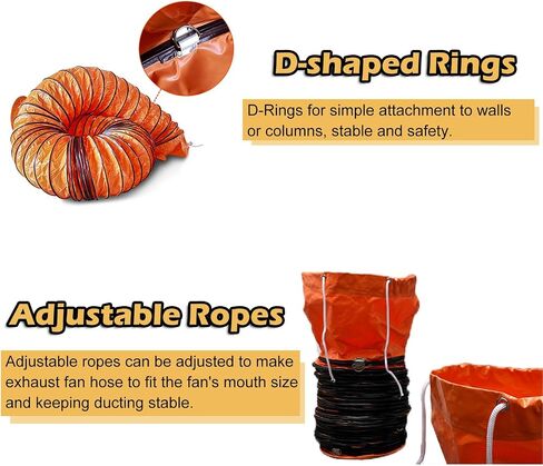 20ft Long Blower Fan Duct Hosing, PVC Flexible Utility Exhaust Fan Ducting with Adjustable Rope for Restaurants/Workshop/Greenhouse, Easy Storage(Dia 300mm/11.8") in Kuwait