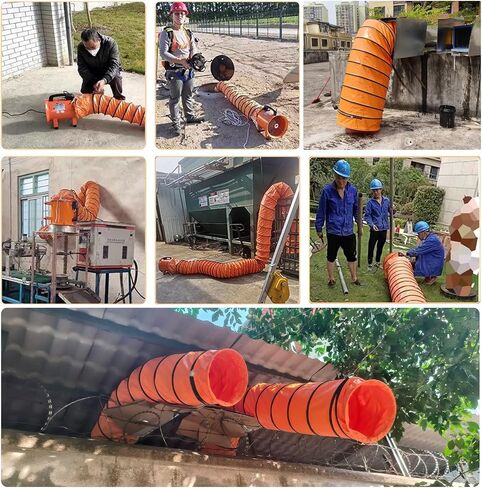 20ft Long Blower Fan Duct Hosing, PVC Flexible Utility Exhaust Fan Ducting with Adjustable Rope for Restaurants/Workshop/Greenhouse, Easy Storage(Dia 300mm/11.8") in Kuwait