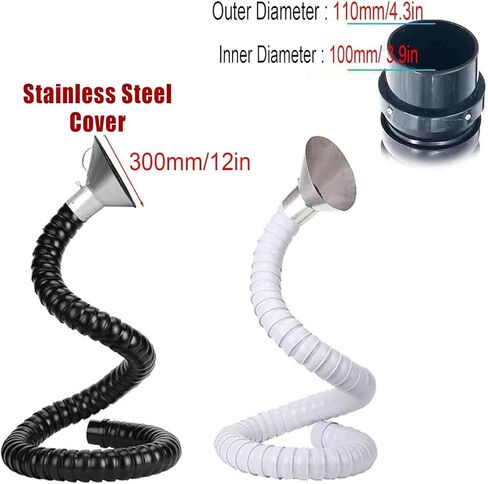 Dia 2in/2.9in Articulated Hose, Air Extractor Flexible Duct Collector Arm with Hood for HVAC/Factory Shop/Woodworking/Laboratory(BK(L 1M/3.3FT),Id 100MM/3 8/9 in) in Kuwait