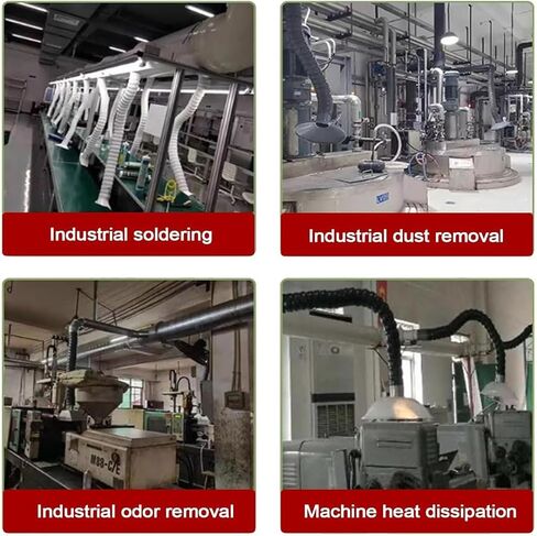 Dia 2in/2.9in Articulated Hose, Air Extractor Flexible Duct Collector Arm with Hood for HVAC/Factory Shop/Woodworking/Laboratory(BK(L 1M/3.3FT),Id 100MM/3 8/9 in) in Kuwait