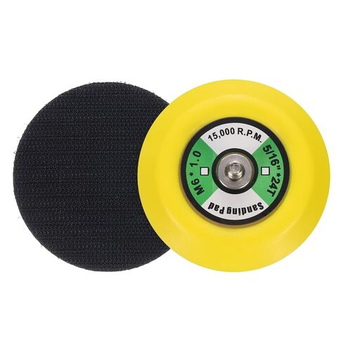 3 Inch Hook and Loop Backing Sanding Pads with M6*1mm Thread for Diamond Sanding Finishing Polishing Buffing Pads, Yellow + Black 2pcs in Kuwait