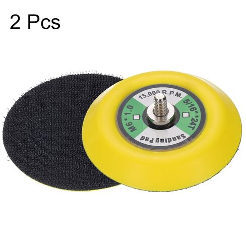 3 Inch Hook and Loop Backing Sanding Pads with M6*1mm Thread for Diamond Sanding Finishing Polishing Buffing Pads, Yellow + Black 2pcs in Kuwait