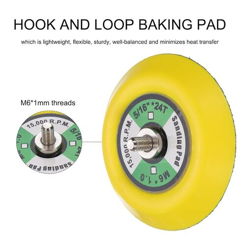 3 Inch Hook and Loop Backing Sanding Pads with M6*1mm Thread for Diamond Sanding Finishing Polishing Buffing Pads, Yellow + Black 2pcs in Kuwait