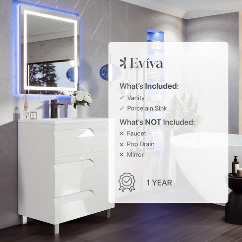 Eviva Joy 32 بوصة حوض استحمام أبيض فردي مع سطح من البورسلين ومغسلة متكاملة in Kuwait
