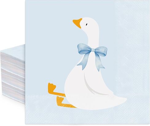 مناديل غداء ورقية من FYSUIMU Silly Goose للاستعمال مرة واحدة، باللون الأخضر المريمية، 50 قطعة | أوزة مع فيونكة، مناديل عشاء الحلوى، لحفلات استقبال المولود الجديد، تكشف عن جنس لوازم حفلات أعياد الميلاد، ديكور الطاولة in Kuwait