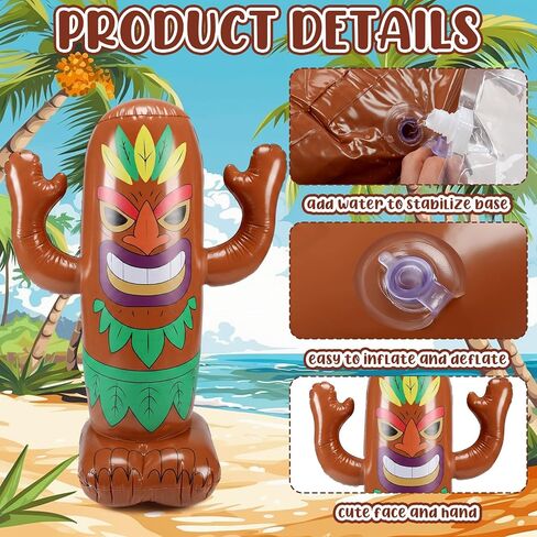 47" Inflatable Luau Tiki Pool Toss Games Tiki Pool Ring Toss Toys with 6 Rings for Indoor Outdoor Summer Tropical Swimming Inflatable Bean Bags Games Hawaiian Luau Party Favors Supplies in Kuwait