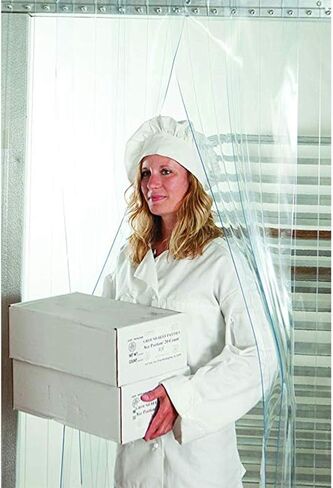 طقم ستائر باب PVC معزول حراريًا - حاجز شريط فينيل شفاف للفريزر والمطبخ التجاري - وصول حر اليدين وحل كفاءة الطاقة، أخضر، عرض 47.2 بوصة × طول 82.7 بوصة (عبوة من قطعة واحدة) in Kuwait