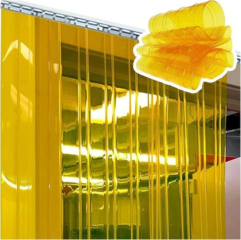 Waterproof Yellow PVC Strip Curtain - Insulated Vinyl Door for Walk-in Freezers & Warehouses, Custom Size 105x350cm (41.34x137.8in) - Ideal for Clean Rooms,One Color,105x350cm/41.34x137.8in in Kuwait