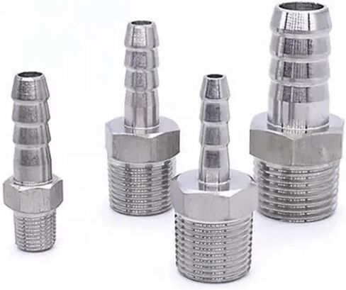 3/8'' NPT Male Thread x Hose Tail 304 Stainless Steel Water Pipe Fitting Reducer Joint Coupling Connector(8MM_3/8") Plumbing Fittings in Kuwait