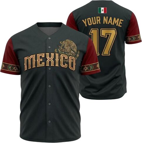 جيرسي البيسبول المكسيكي المخصص - قمصان فخر مكسيكي مخصصة مع رقم الاسم للرجال والنساء، Camisa de Beisbol de Mexico in Kuwait