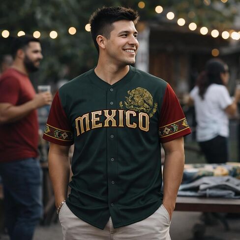 جيرسي البيسبول المكسيكي المخصص - قمصان فخر مكسيكي مخصصة مع رقم الاسم للرجال والنساء، Camisa de Beisbol de Mexico in Kuwait