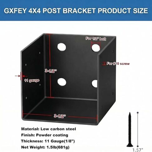 8PCS Pergola Wall Mount Bracket for 4x4/4x6 Posts, Heavy-Duty Wood Joist Hanger Framing Brackets, Universal Fit for Gazebos, Patio Covers & All Outdoor Structures (8Pcs/for 4×4 Post) in Kuwait
