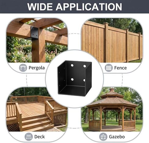 8PCS Pergola Wall Mount Bracket for 4x4/4x6 Posts, Heavy-Duty Wood Joist Hanger Framing Brackets, Universal Fit for Gazebos, Patio Covers & All Outdoor Structures (8Pcs/for 4×4 Post) in Kuwait