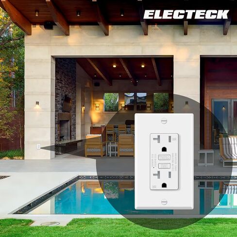ELECTECK 20 حزمة منفذ GFCI 20 أمبير، مقاوم للطقس الخارجي (WR)، أوعية GFI فائقة النحافة مع مؤشر LED، قاطع دائرة الأعطال الأرضية، لوحة حائط متضمنة، قائمة ETL، أبيض in Kuwait