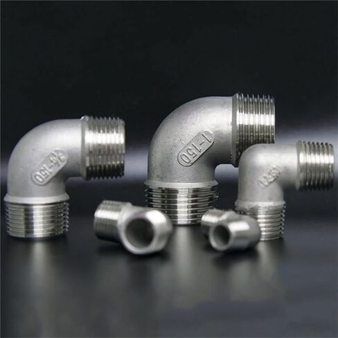 1/4" 3/8" 1/2" 3/4" 1" 1-1/4" 1-1/2" 2" BSPT ذكر متساوي المخفض 90 درجة الكوع 304 وصلة أنابيب الفولاذ المقاوم للصدأ موصل الماء (1/2") in Kuwait