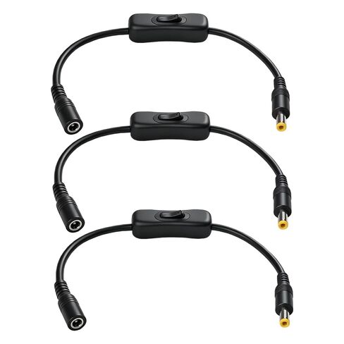 5.5mmx2.1mm Power Switch Extension Cable, Black, 1FT, 3-Pack in Kuwait