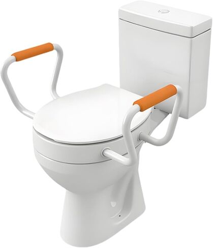Huttdmel Round Raised Toilet Seat with Handles, 2.8" Elevated Toilet Seat Riser, Soft Close, Quick Release, Non-Slip Heavy Duty Bathroom Safety Seat for Seniors, Elderly, Disabled & Post Surgery in Kuwait