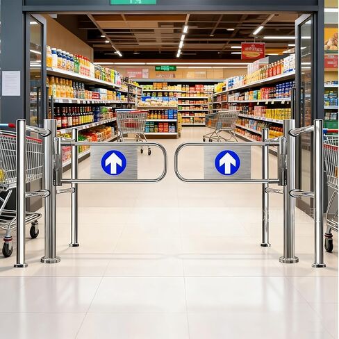 Automatic Rebound Swing Gate Wide Stainless Steel Entrance Manual Door，Automatic Two-Way Swing Gate with Self-Closing Mechanism, 180° Safety Opening for Supermarkets, Warehouses, Libraries - in Kuwait