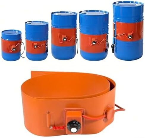 Industrial Electric Drum Heater - Heavy Duty Silicone Heating Belt with Thermostat for Oil Barrels & Pails, Prevents Freezing & Condensation, Insulated Design for Maximum Efficiency in Kuwait