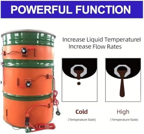 Industrial Electric Drum Heater, Heavy-Duty Silicone Heating Belt with Thermostat, Insulated Design for Oil Barrels & Pails, Anti-Freeze Protection, Reliable Temperature Control in Kuwait