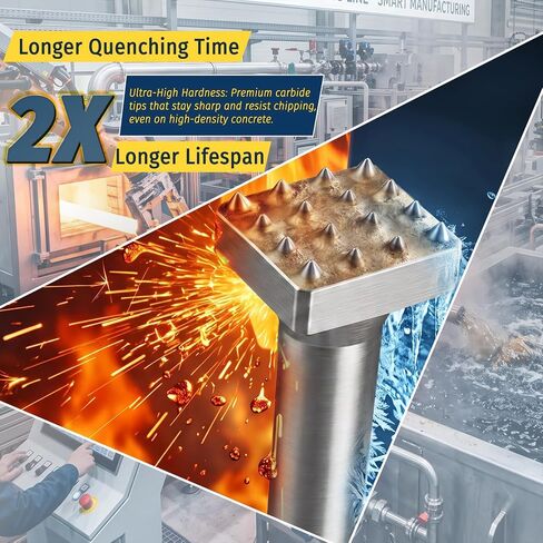 1-3/8" x 1-3/8" SDS Plus Bush Hammer, 16-Teeth Premium Carbide Tip Concrete Chisel Bit for Ultra-Fast Roughing & Uniform Stone Texturing, Upgraded Quenched Lifespan Masonry Tool in Kuwait