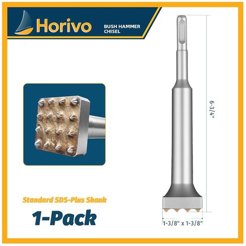 1-3/8" x 1-3/8" SDS Plus Bush Hammer, 16-Teeth Premium Carbide Tip Concrete Chisel Bit for Ultra-Fast Roughing & Uniform Stone Texturing, Upgraded Quenched Lifespan Masonry Tool in Kuwait