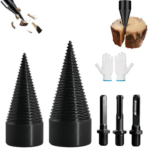 Firewood Drill Bit Set, Upgraded Wood Splitter Drill Bit Heavy Duty Detachable Electric Drill Bit Wood Splitter Easy Log Splitting Drills Bit, Log Splitters Drill Bits (32+42mm 5Pcs) in Kuwait