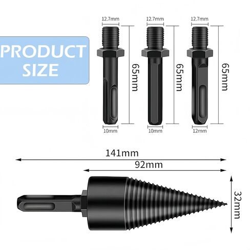 Firewood Drill Bit Set, Upgraded Wood Splitter Drill Bit Heavy Duty Detachable Electric Drill Bit Wood Splitter Easy Log Splitting Drills Bit, Log Splitters Drill Bits (32+42mm 5Pcs) in Kuwait