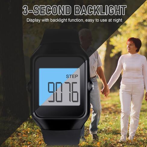 3D Pedometer for Walking, Simple Step Counter for Walking | 3D slient accelerometer sensor, Steps/Time Modes, No bluetooth or app connections, LCD Large Numbers, 3-Second Backlight in Kuwait