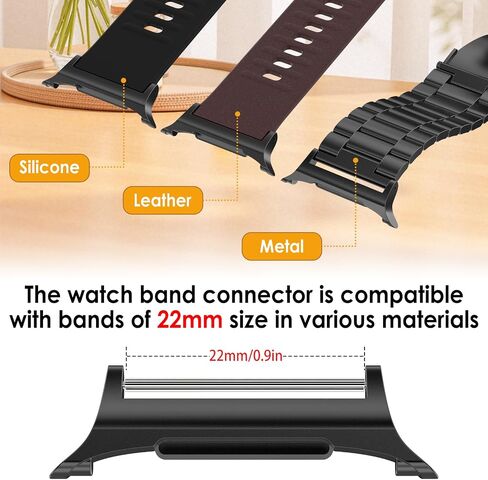 22mm Watch Band Connectors Compatible with Samsung Galaxy Watch7/8 Ultra 47mm, Stainless Steel Watch Strap Adapters Replacement Kit, Easy Install Quick Release Lugs Black/Silver/Gold in Saudi Arabia