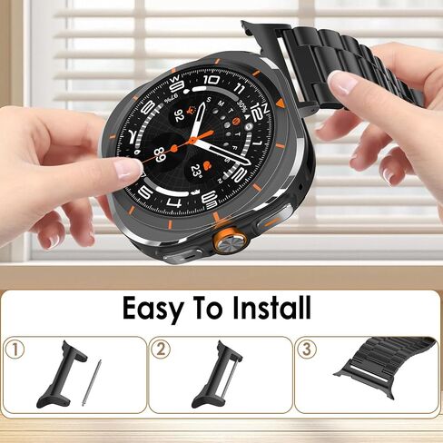 22mm Watch Band Connectors Compatible with Samsung Galaxy Watch7/8 Ultra 47mm, Stainless Steel Watch Strap Adapters Replacement Kit, Easy Install Quick Release Lugs Black/Silver/Gold in Saudi Arabia