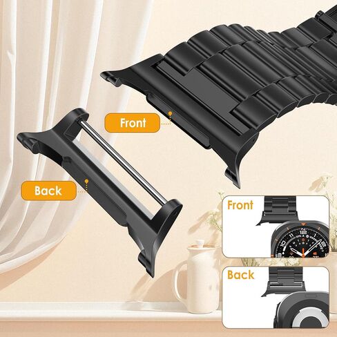 22mm Watch Band Connectors Compatible with Samsung Galaxy Watch7/8 Ultra 47mm, Stainless Steel Watch Strap Adapters Replacement Kit, Easy Install Quick Release Lugs Black/Silver/Gold in Saudi Arabia
