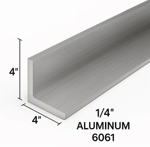 6061 Aluminum Angle Stock, 1/4" Thick x 4" Leg x 4 Ft Long - Mill Finish Structural Angle in Kuwait