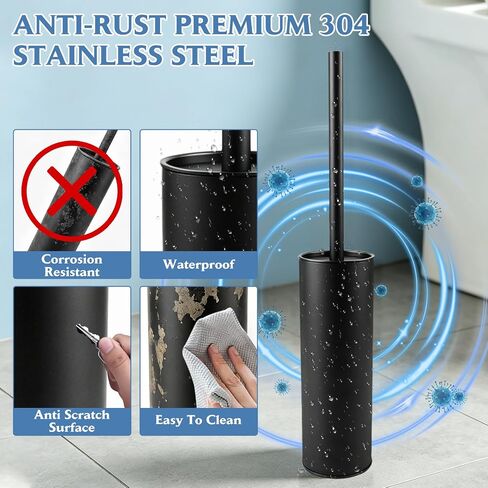 Stainless Steel Toilet Brush,Toilet Bowl Brush and Holder Set,Scratch Resistant Stainless Steel Toilet Brush with Long Handle,Toilet Cleaners with Replacement Head & Removable Inner Bowl,Space Saving in Kuwait