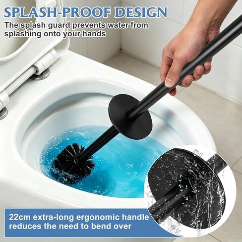 Stainless Steel Toilet Brush,Toilet Bowl Brush and Holder Set,Scratch Resistant Stainless Steel Toilet Brush with Long Handle,Toilet Cleaners with Replacement Head & Removable Inner Bowl,Space Saving in Kuwait