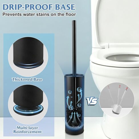 Stainless Steel Toilet Brush,Toilet Bowl Brush and Holder Set,Scratch Resistant Stainless Steel Toilet Brush with Long Handle,Toilet Cleaners with Replacement Head & Removable Inner Bowl,Space Saving in Kuwait