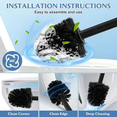 Stainless Steel Toilet Brush,Toilet Bowl Brush and Holder Set,Scratch Resistant Stainless Steel Toilet Brush with Long Handle,Toilet Cleaners with Replacement Head & Removable Inner Bowl,Space Saving in Kuwait