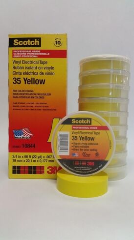 3M 10844-DL-5 3/4" Yellow Scotch Vinyl Electrical Tape No. 35 in Kuwait